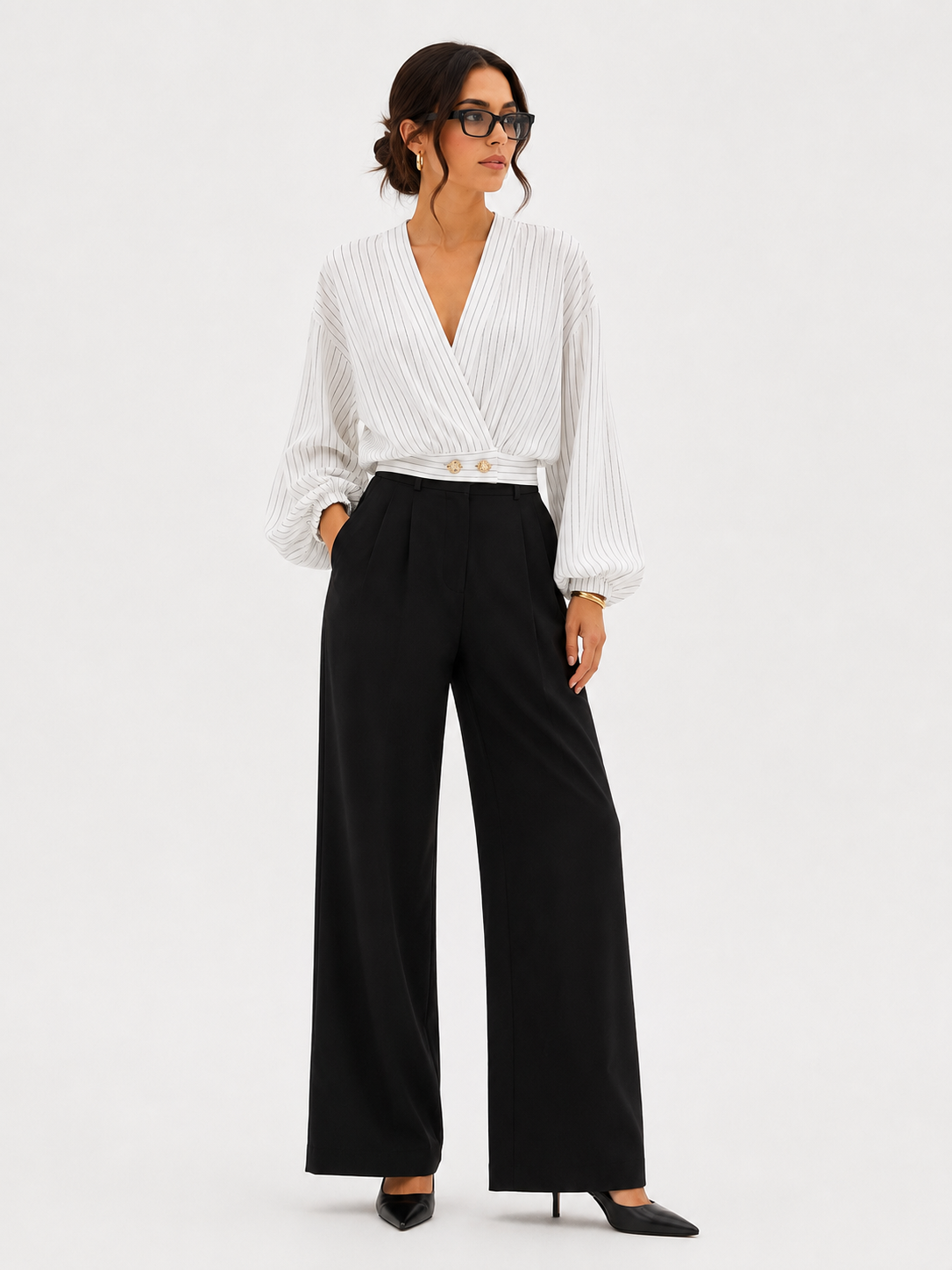 The Pinstripe Linen Blouse
