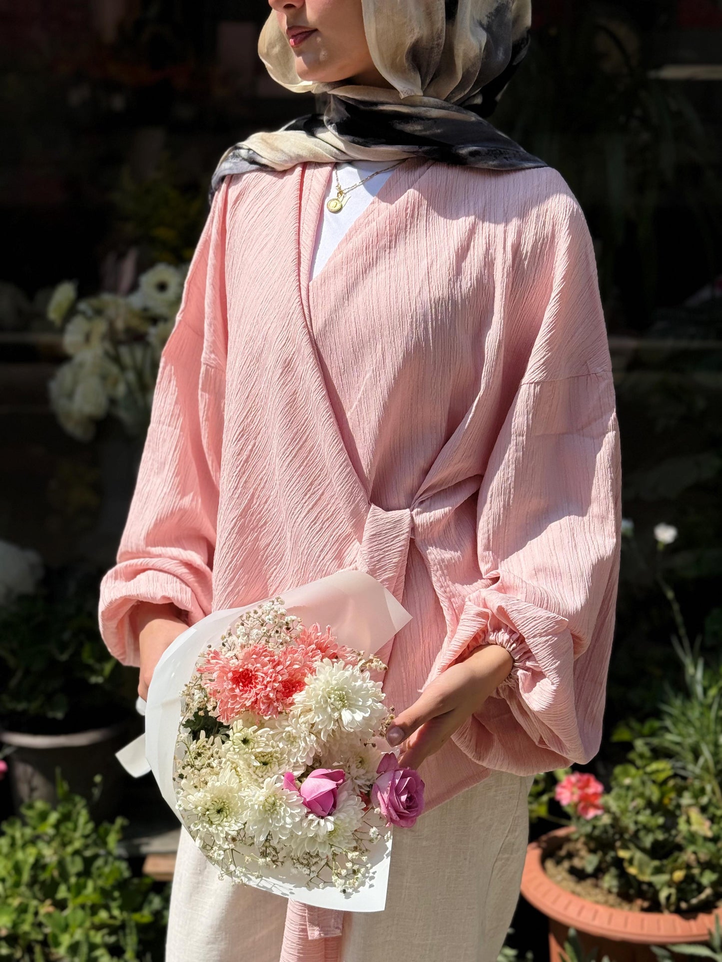 Crinckeled Wrap Blouse