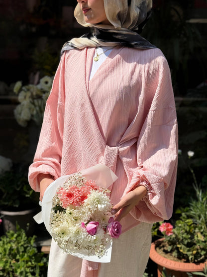 Crinckeled Wrap Blouse