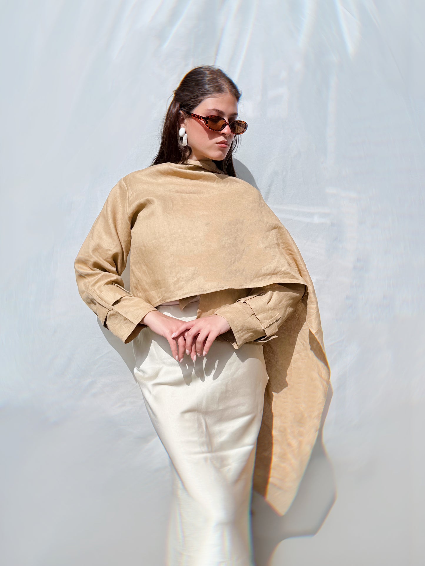 Linen Scarfed Jacket