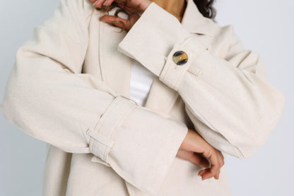 Cropped linen jacket with removable scarf