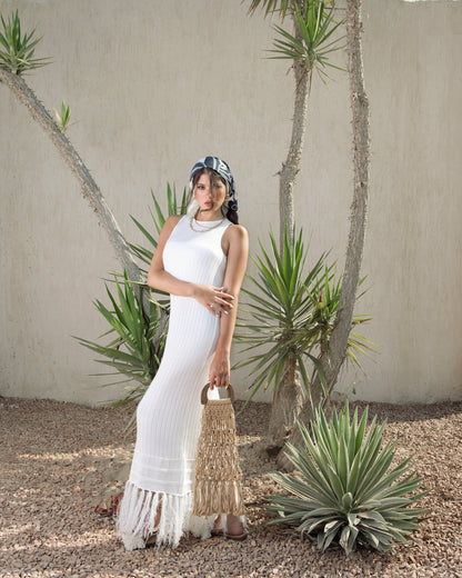 White Fringe Dress