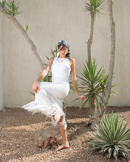 White Fringe Dress