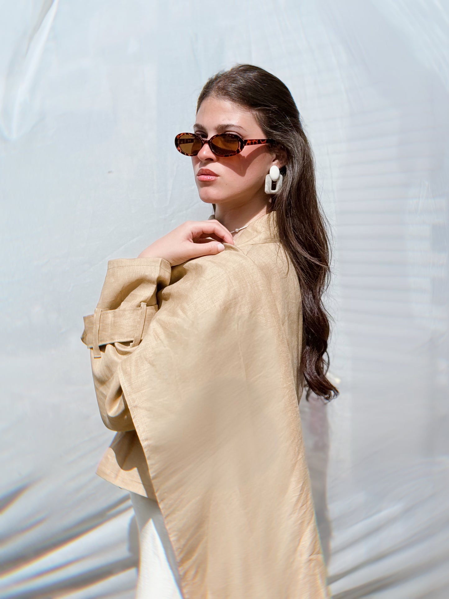 Linen Scarfed Jacket