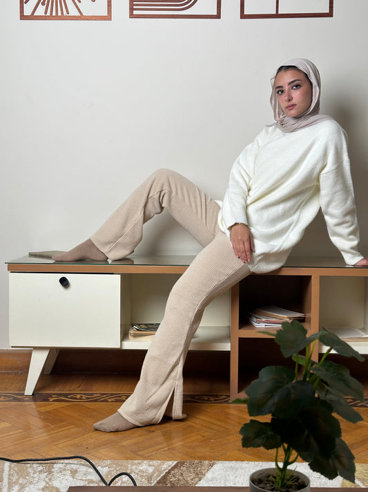Light Beige Knitted Pants