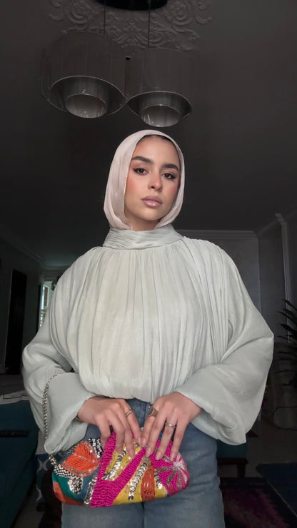 Draped Light mint top