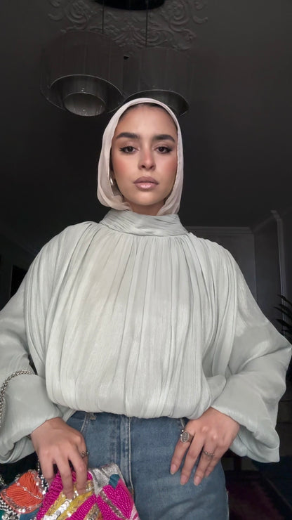 Draped Light mint top