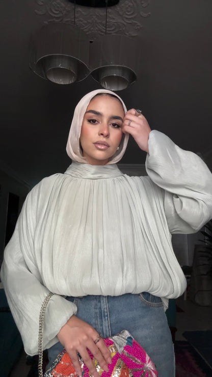 Draped Light mint top