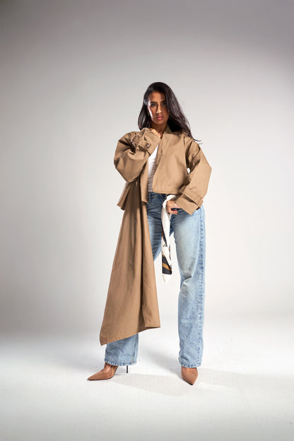 Scarfed Cropped Trench
