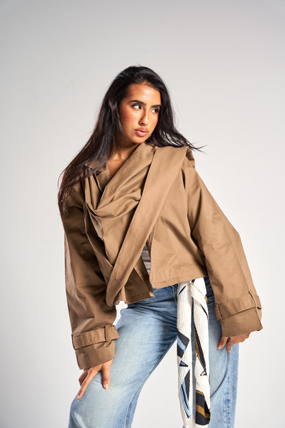 Scarfed Cropped Trench