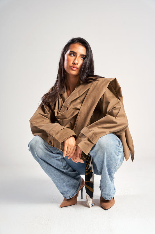 Scarfed Cropped Trench
